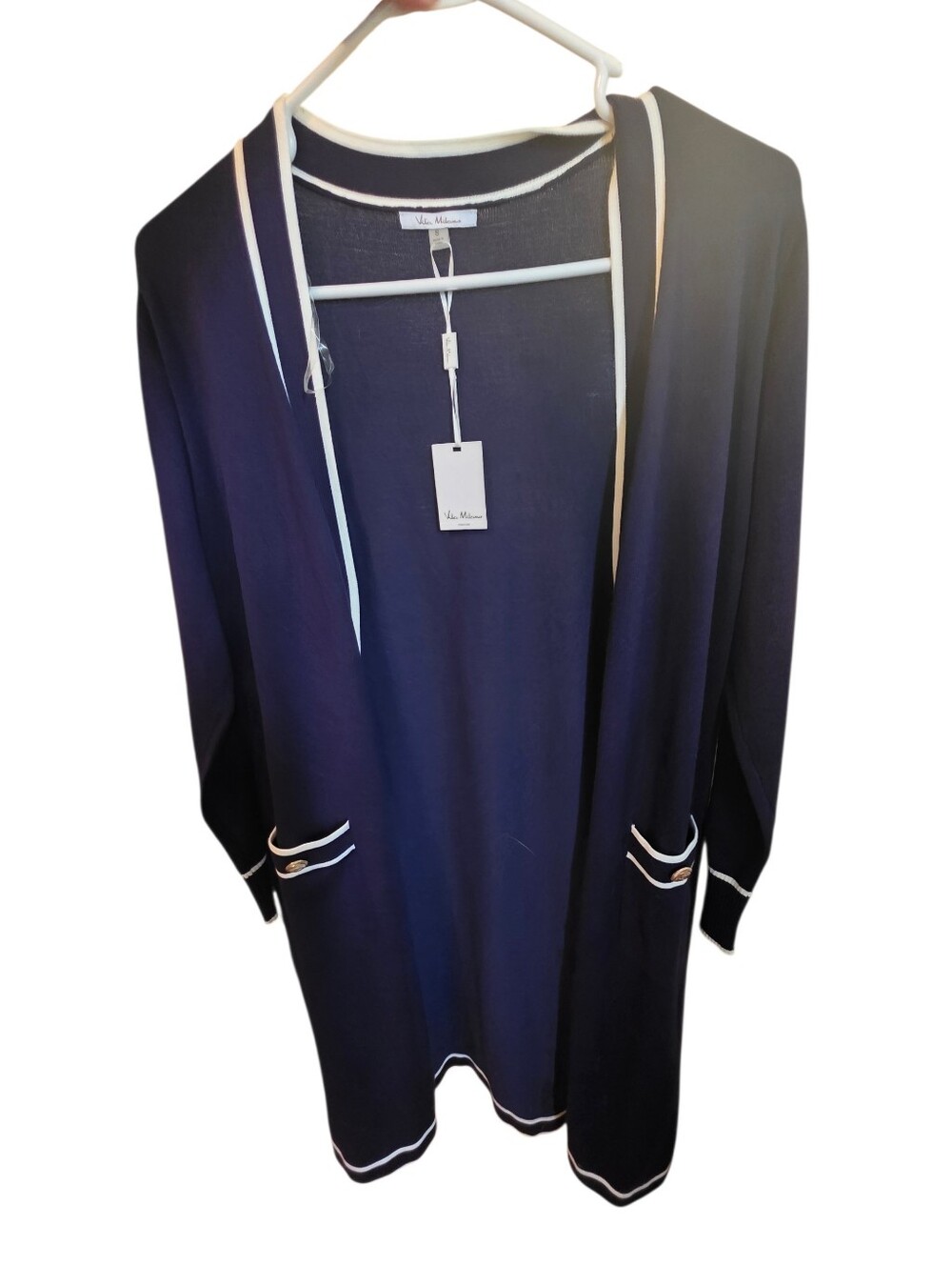 Vila Milano Navy Sweater with White Trim
